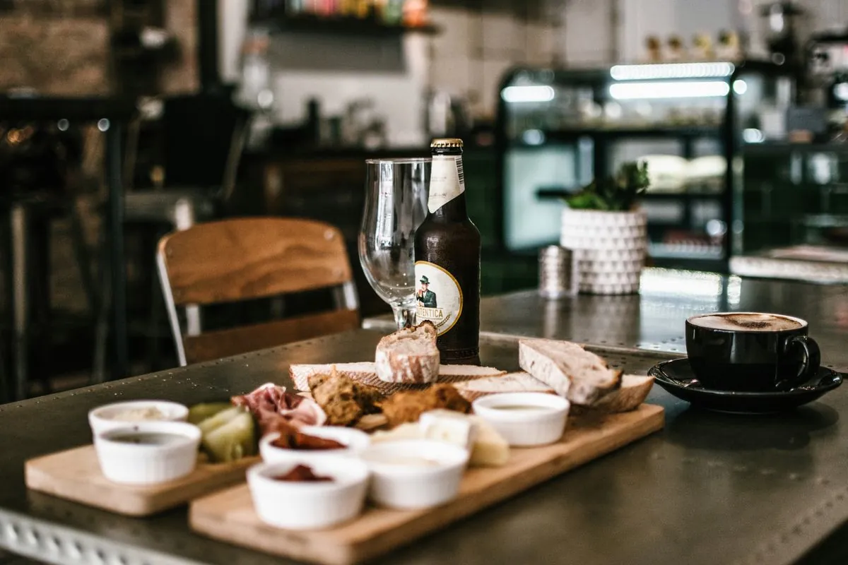 Brunch board with coffee