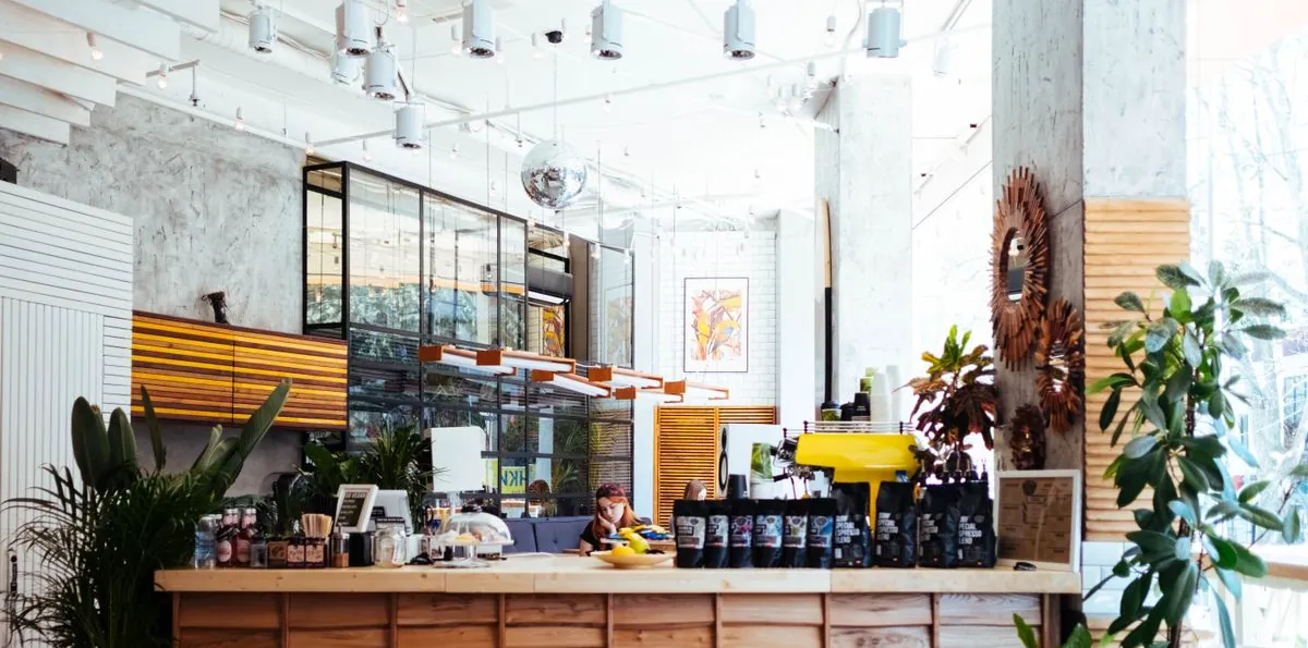 Bright café interior